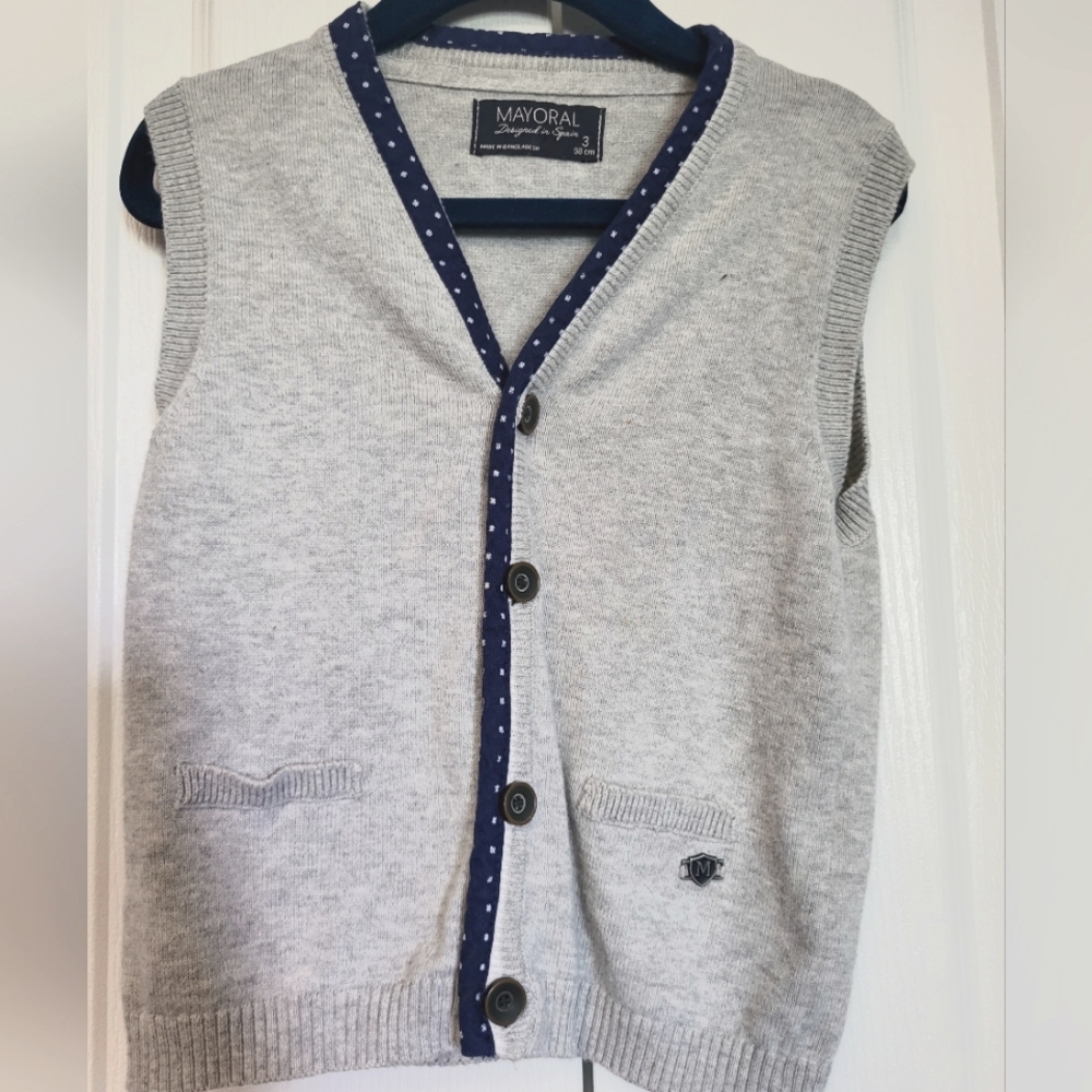 Boys Beautifully Made Button Down Sweater Vest by Mayoral Size 3
